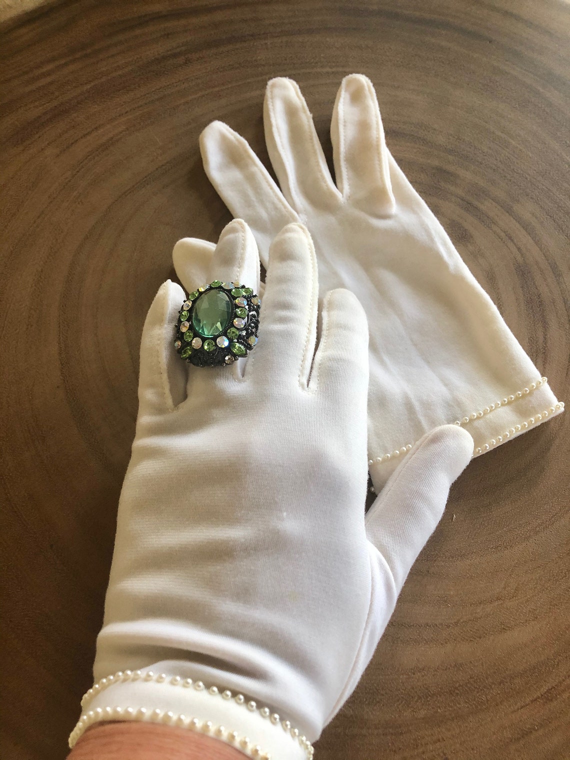Vintage White Gloves with Pearls Sewn in Philippines Etsy