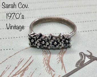 Sarah Coventry Ring, Vintage Adjustable Flower Ring, Stamped Sarah Cov, 1970&#39;s Custom Jewelry