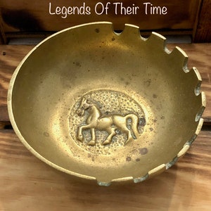 Cinzeiro equestre vintage, cinzeiro redondo de latão com desenho de cavalo, porta-cigarros para 10 pessoas, cinzeiro fundo