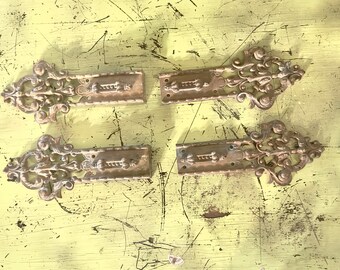 Antikes Messing verziertes Türriegel-Set: 1800er Riegel