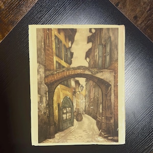 Antique 1920&#39;s Jef Codron &#39;Vieille France&#39; Lithograph, Original, Unframed