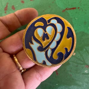 1960s Estee Lauder Baroque Collection Mirror Compact: Gold Tone with Enamel