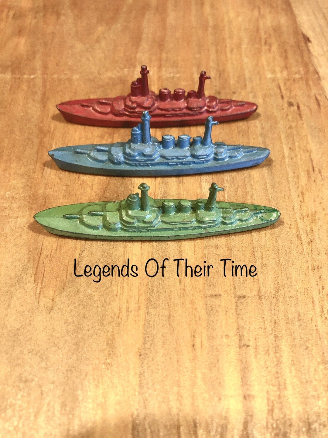 Vintage Cracker Jack Prizes, Tootsietoy Destroyer Ships Red, Blue and