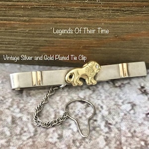 Silver 925 Gold Plated Bar Clip, Vintage Tie Bar Clip With Chain