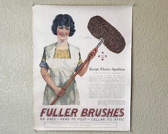 Original 1920s Fuller Brush Werbeplakat, Antique Ad, 23 "X 18"