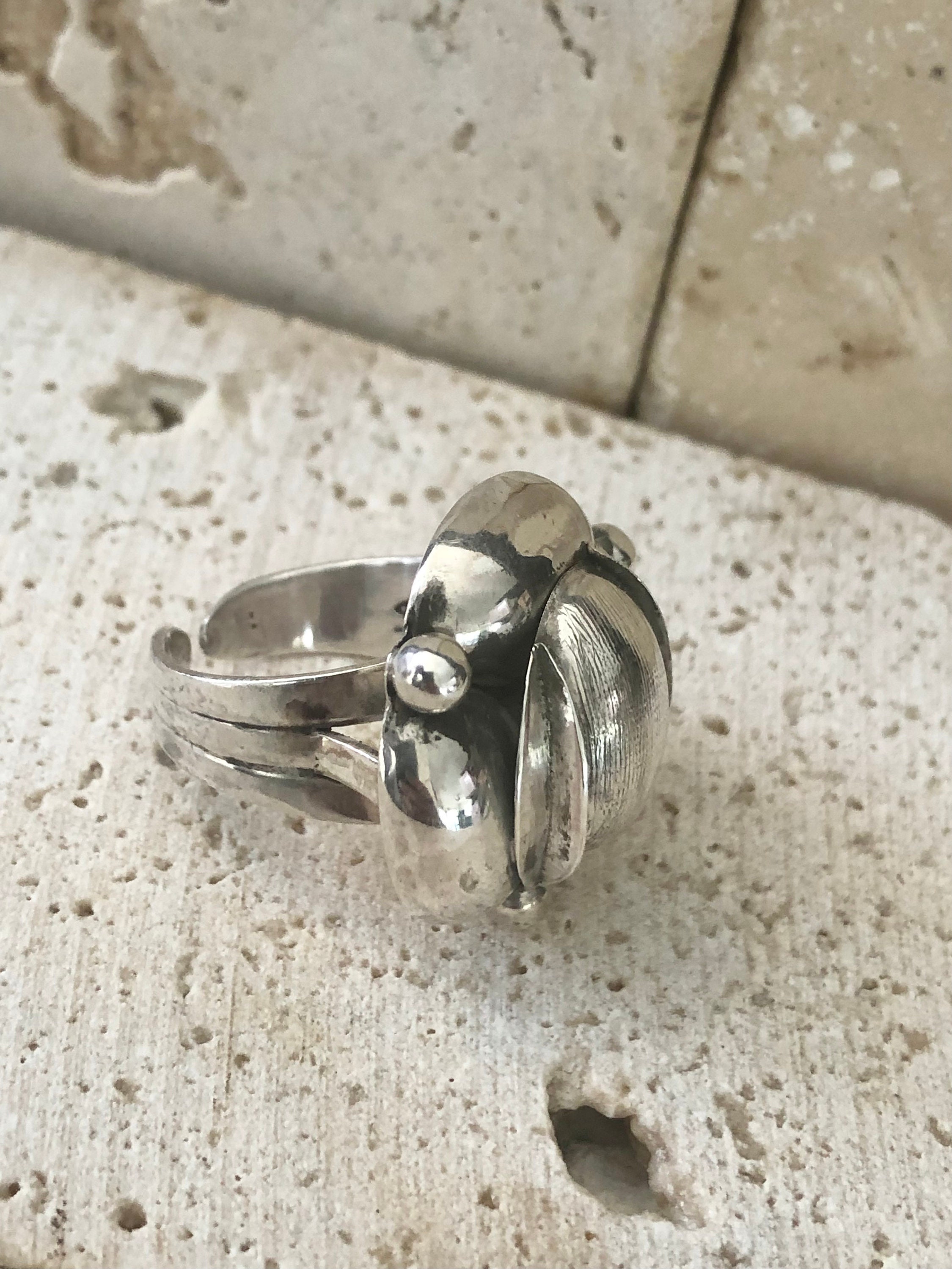 Anillo Antonio Belgiorno vintage decada de 1970 Anillo original Antonio Belgiorno Modernista Estampado 900 A. Belgiorno T27 Buenos Aires Etsy Espana