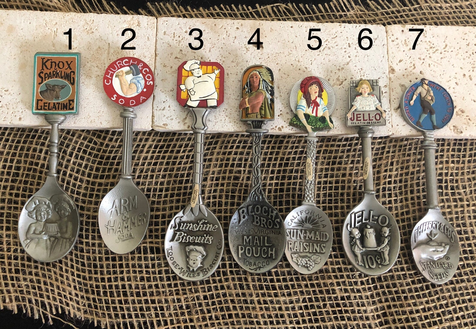 Vintage Franklin Mint Country Store Pewter Advertisement Spoons 24