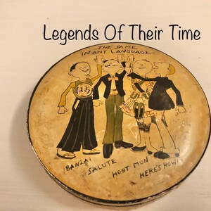 Vintage 1950s Coasters, Painted Papier Mache Figures Giving Toast Lacquered Coasters, Humorous Motifs