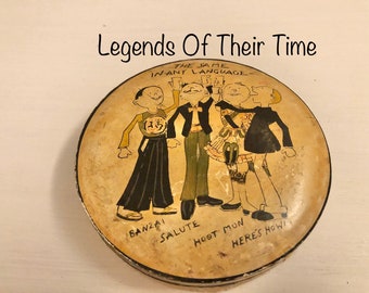 Vintage 1950s Coasters, Painted Papier Mache Figures Giving Toast Lacquered Coasters, Humorous Motifs