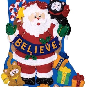 DIY Design Works Believe Santa Katzen Kätzchen Weihnachtsfilz Strumpf Kit 5001
