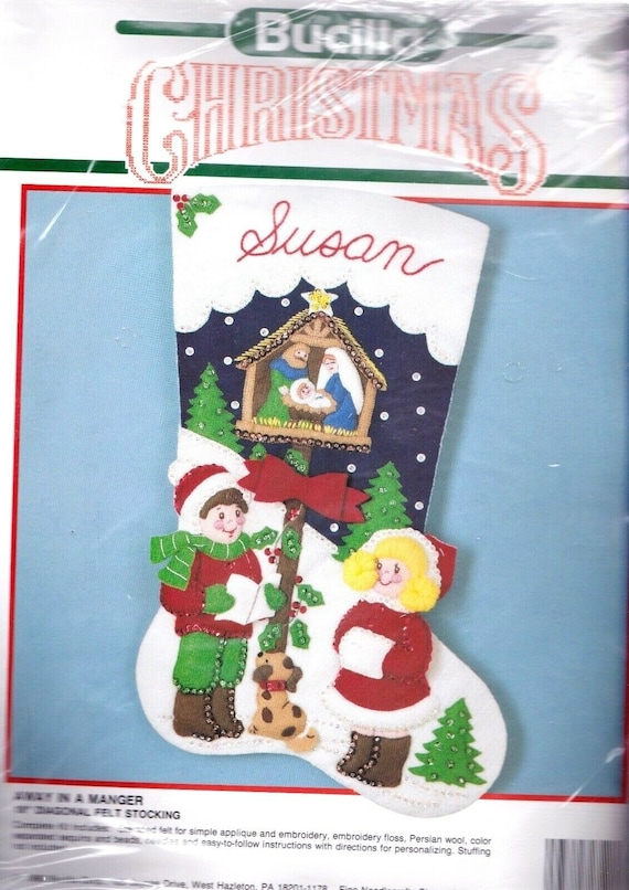 Bucilla Silent Night ~ 18/" Felt Christmas Stocking Kit 85173 Nativity Baby Jesus