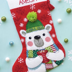 DIY Dimensions Chill Out Polar Bear Christmas Needlepoint Stocking Kit 09162