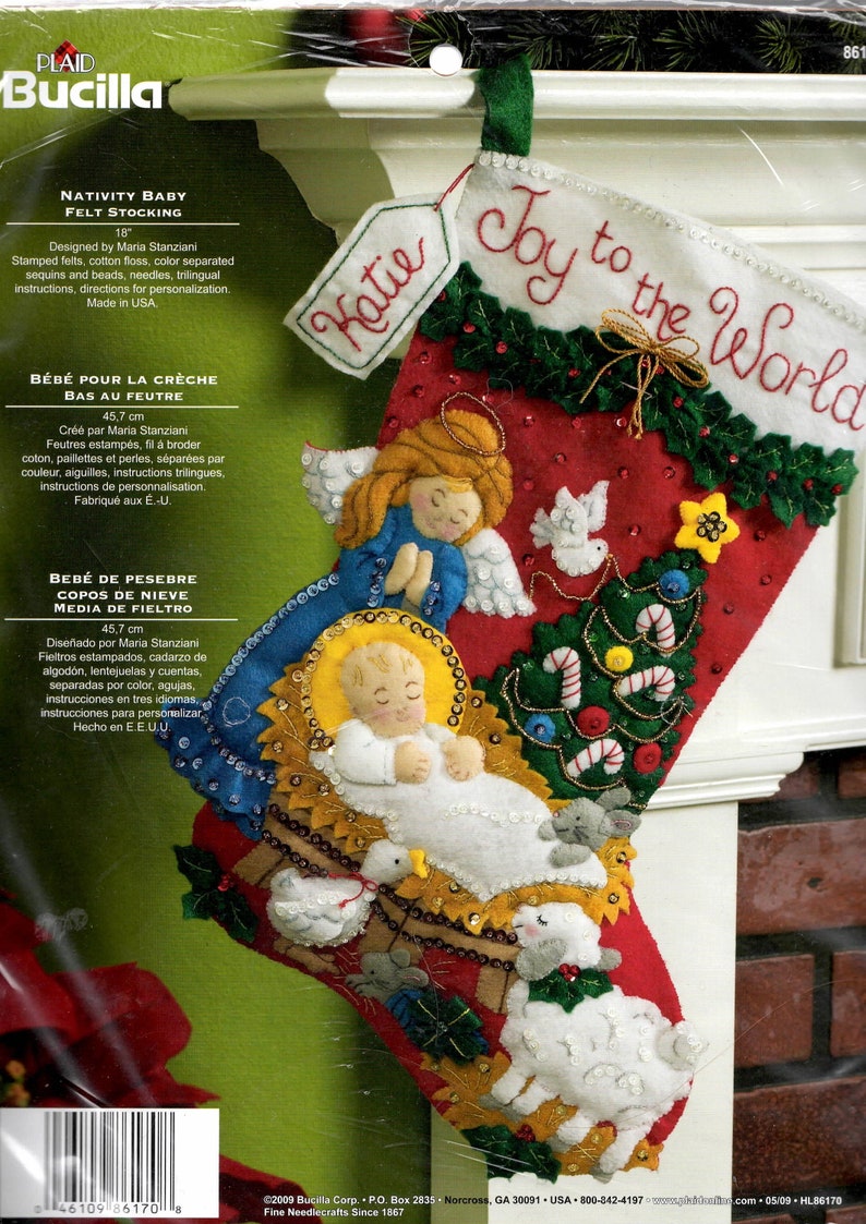 Bucilla Nativity Baby Manger Angel Sheep Christmas Eve Felt Stocking Kit Kits How To Craft Supplies Tools Minyamarket Com