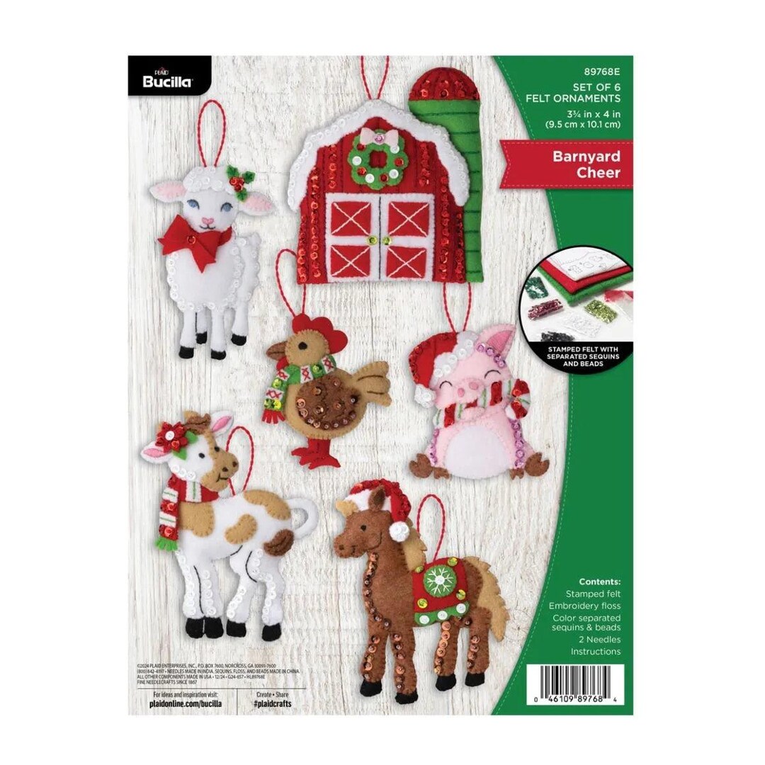DIY Bucilla Barnyard Cheer Farm Christmas Felt Ornament Kit 89768 - Etsy