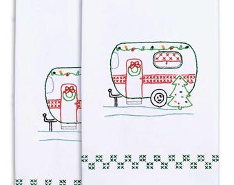 Kit de toalla de mano con bordado estampado de Jack Dempsey para vacaciones navideñas en autocaravana