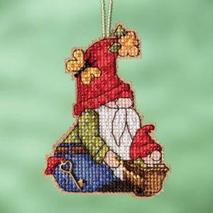 DIY Mill Hill Wheelbarrow Gnome Garden Glass Bead Cross Stitch Ornament Kit