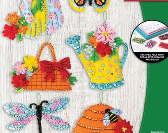 DIY Bucilla In the Garden Spring Flowers Bees Butterfly Felt Ornament Kit 89382E