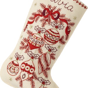 DIY Bucilla Classic Christmas Red White Elegant Holiday Felt Stocking Kit 89532E