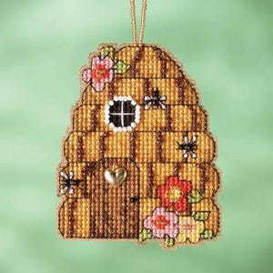 DIY Mill Hill Beehive House Spring Garden Glass Bead Cross Stitch Ornament Kit