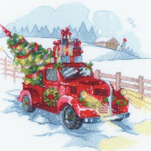 DIY Riolis To the Holidays Truck Christmas Eve Counted Cross Stitch Kit 13x10