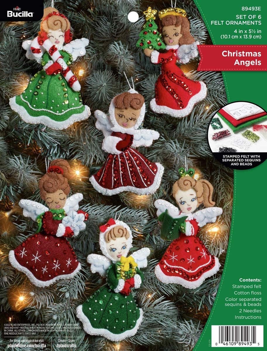 Bucilla Felt Ornaments Applique Kit Set of 6 - Christmas Angels