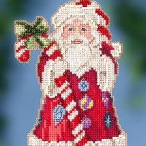 DIY Mill Hill Candy Cane Santa Christmas Bead Cross Stitch Picture Ornament Kit