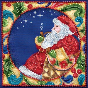 DIY Mill Hill Santa Jim Shore Weihnachten Urlaub Perlen Kreuzstich Bilderrahmen