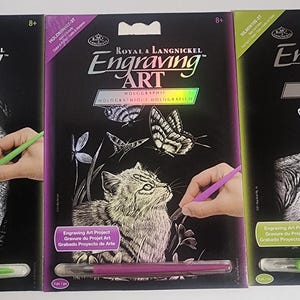 DIY Mini Holographic Cat Wolf Kids Engraving Art Craft Kit Bundle Lot