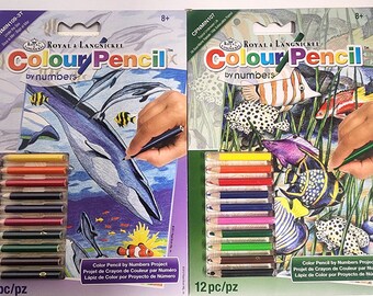 DIY Dolphin Fish Kids Color by Number Craft Kit Bundle Lot