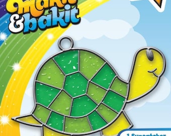 DIY Makit & Bakit Turtle Tortoise Stained Glass Suncatcher Kit Kid Craft Project