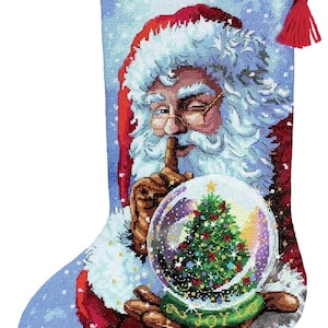 DIY Dimensions Santas Snow Globe Counted Cross Stitch Stocking Kit 08985