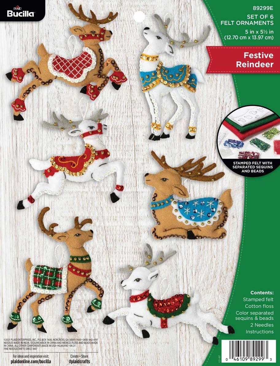 Kit Reindeer Needle Felting Kit for 2 Deer Wool DIY Felting Kit Fiber Art Felt  Animal Kit Felting Needles Included Reindeer Craft Kit 