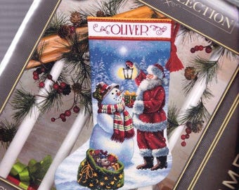 DIY Holiday Glow Santa Snowman Christmas Count Cross Stitch Stocking Kit