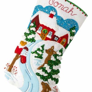 DIY Bucilla Winter Days Snowy House Christmas Felt Stocking Kit
