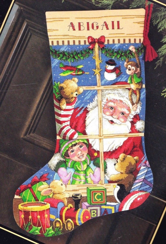 Dimensions Stocking Needlepoint Kit 16 Long-Santa & Toys Stiched