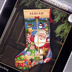 DIY Dimensions Santas Toys Shop Christmas Counted Cross Stitch Stocking Kit 8818