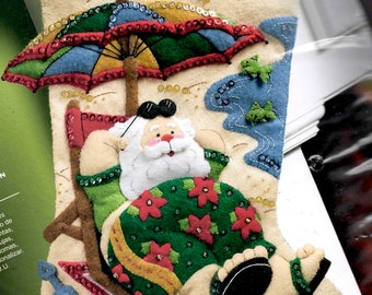 Bucilla 18 Long Stocking Felt Applique Kit: Fishing Santa : Arts, Crafts &  Sewing 