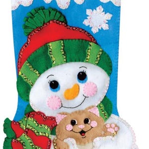DIY Design Works Hugs For Kitty Snowman Cat Kitten Christmas Felt Stocking Kit