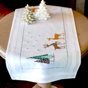 DIY Norwegische Wilde Rentier Weihnachten gestempelt Kreuzstich Tischläufer Kit