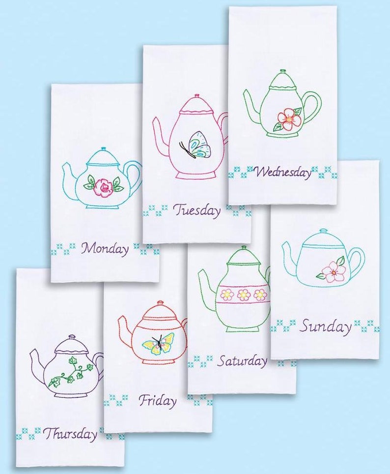 DIY Jack Dempsey Teapots of the Week Stamped Cross Stitch Etsy