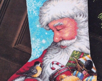DIY Dimensions Santa and Toys Bear Snow Christmas Needlepoint Stocking Kit 09145
