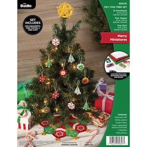DIY Bucilla Felt Mini Tree Set Skirt Topper Ornaments Christmas Felt Kit