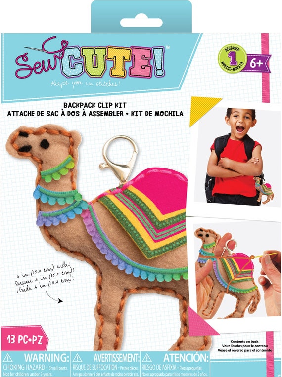 DIY Sew Cute Camel Kids Beginner Starter Felt Backpack Clip Kit School Craft
