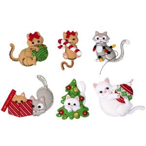 DIY Bucilla Frisky Kitties Katzen Weihnachtsfilz Baumschmuck Kit