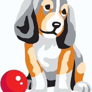 DIY Collection D&#39;Art Puppy with Ball Needlepoint Hanging Picture Kit 5&quot; x 7&quot;