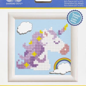DIY Diamond Dotz Uni Prayer Unicorn Kids Beginner Craft Kit Frame