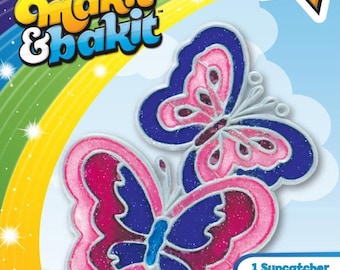 DIY Makit & Bakit Butterflies Pink Stained Glass Suncatcher Kit Kids Craft