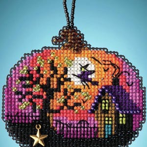 DIY Mill Hill Bewitching Pumpkin Halloween Fall Bead Cross Stitch Ornament Kit