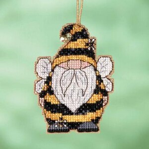 DIY Mill Hill Bee Gnome Bumblebee Spring Glass Bead Cross Stitch Ornament Kit