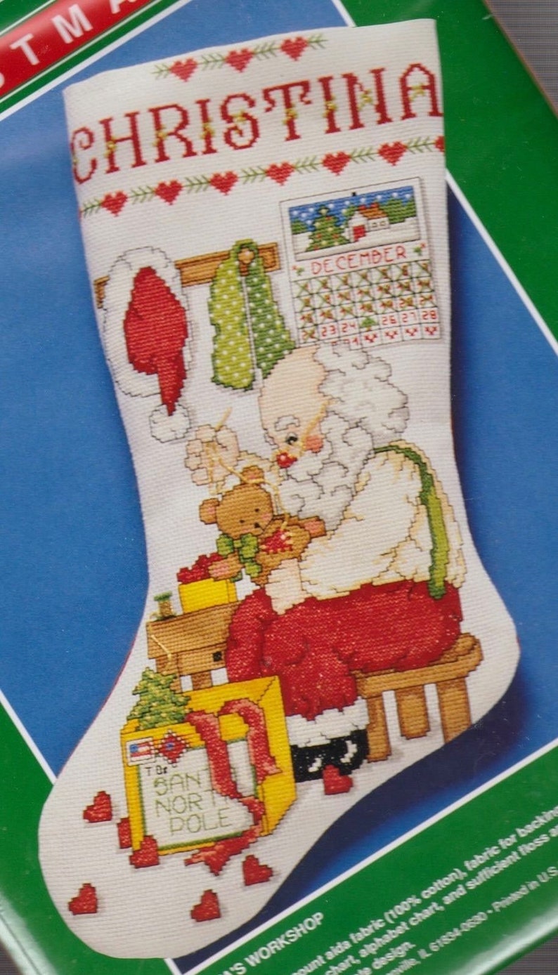Bernat Santas Workshop Toys Christmas Cross Stitch Stocking Kit 95-8776-00